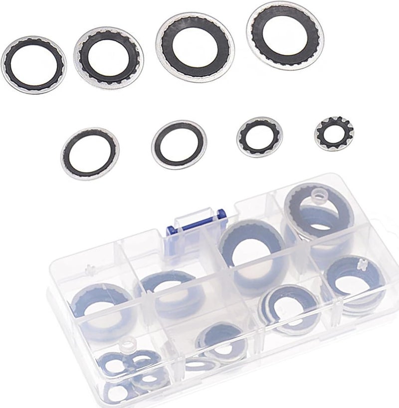 CyperFair 30 PCS Car Air Conditioning Compressor Port Seal Washer, Heat-resistant Cooling Pump Seal Gasket, Vehicle Air Conditioning O-ring Gasket Replacement Part, for Most Cars, Trucks (Black) - Image 1